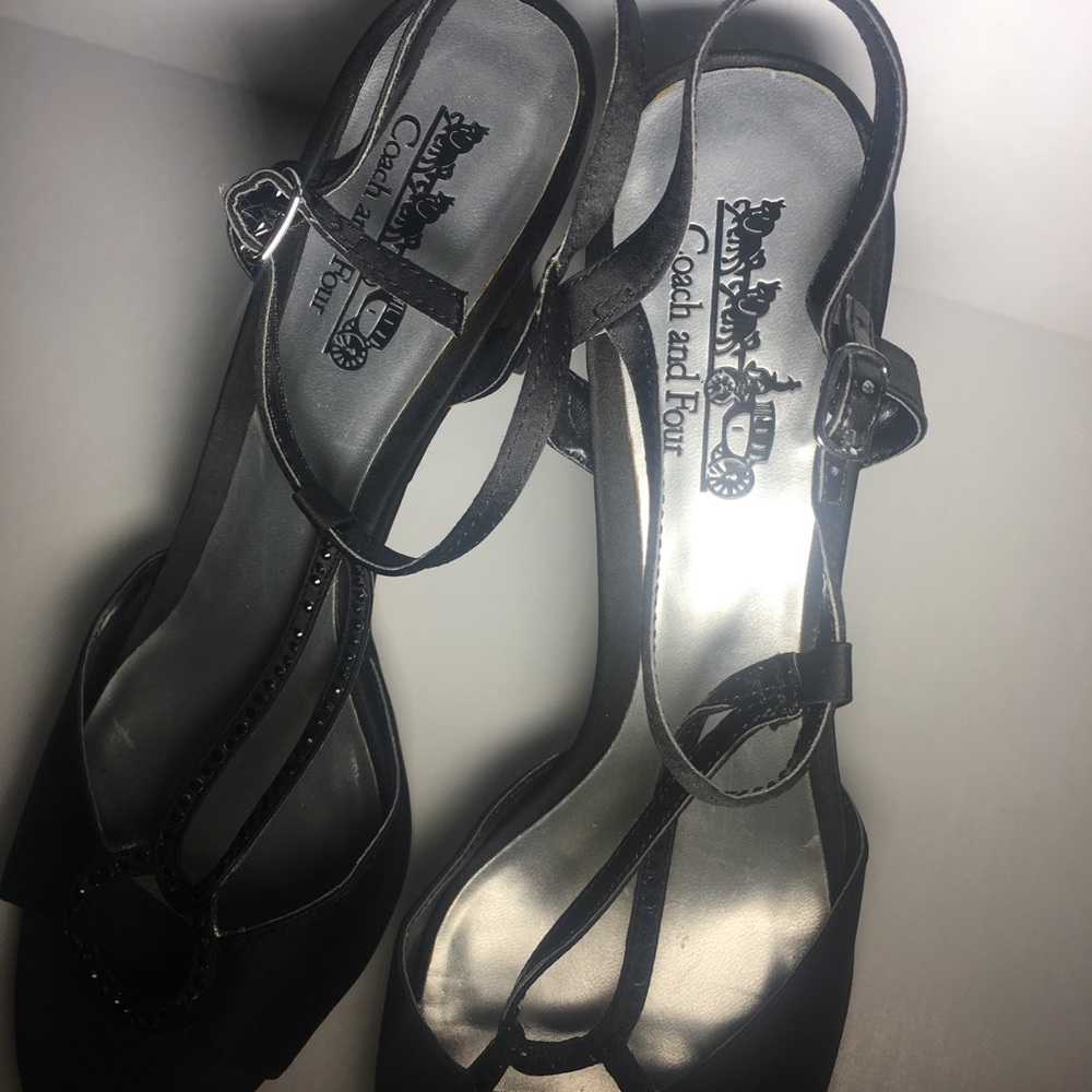 Coach and Four Black heels with black stones 9.5 - Picture 3 of 3